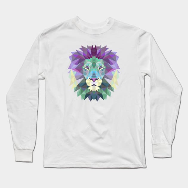 Polygonal lion head t-shirt Long Sleeve T-Shirt by Brainable ART